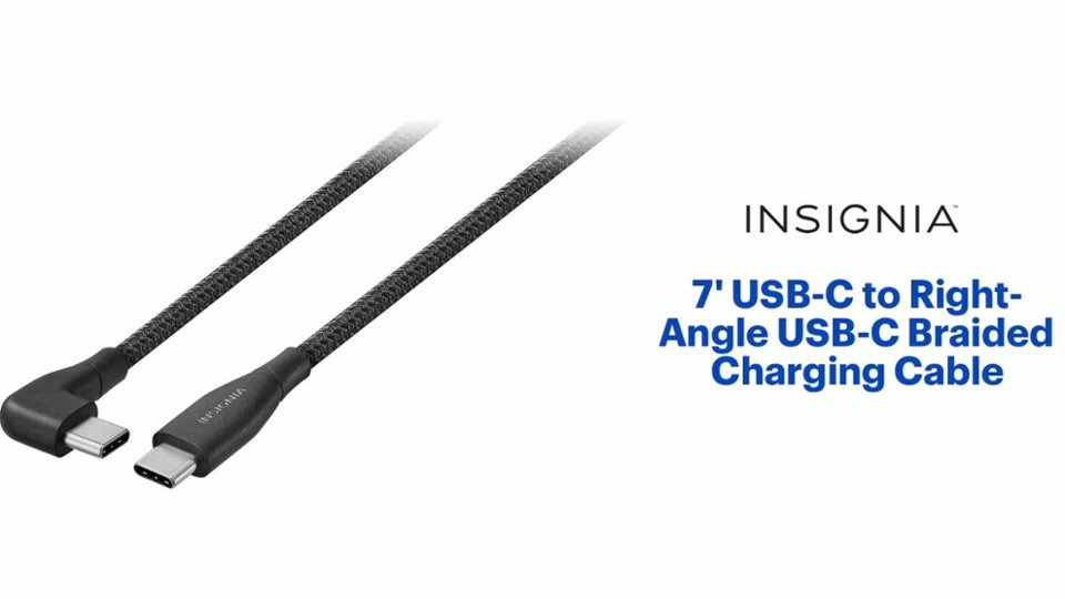 Insignia™ 7' USB-C to Right-Angle USB-C Braided Charging Cable Features video 1 minutes 08 seconds