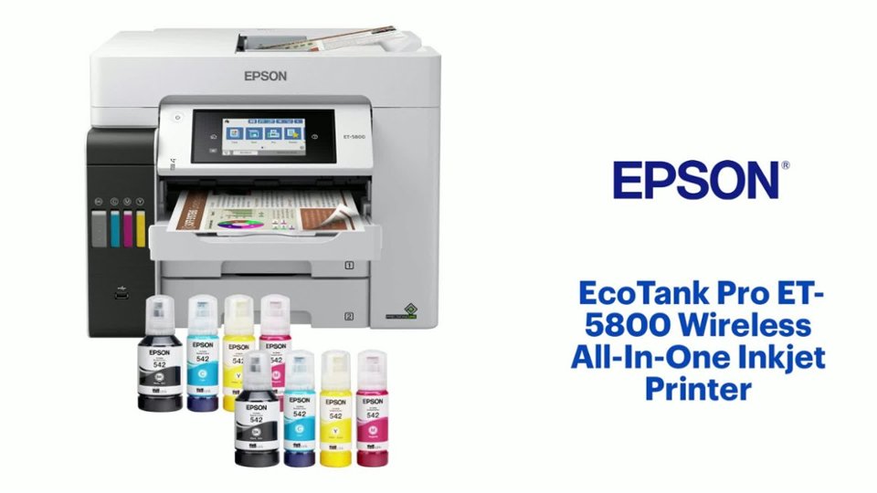 Epson EcoTank Pro ET-5800 Wireless All-In-One Inkjet Printer Features video 2 minutes 04 seconds