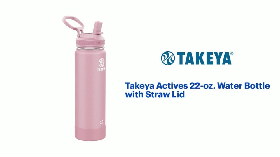 Takeya - Actives 22-oz. Water Bottle with Straw Lid - Blush Product Features video 1 minutes 07 seconds