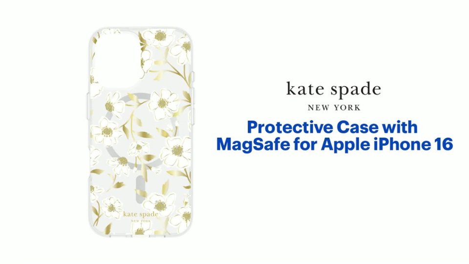 kate spade new york - Protective Case with MagSafe for Apple iPhone 16 - Sunshine Floral Product Features video 0 minutes 45 seconds