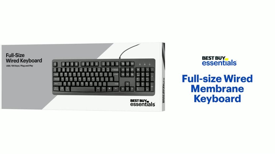 Best Buy essentials™ Full-size Wired Membrane Keyboard Features video 1 minutes 31 seconds