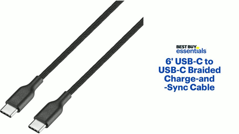 Best Buy essentials™ 6' USB-C to USB-C Braided Charge-and-Sync Cable Features video 0 minutes 59 seconds