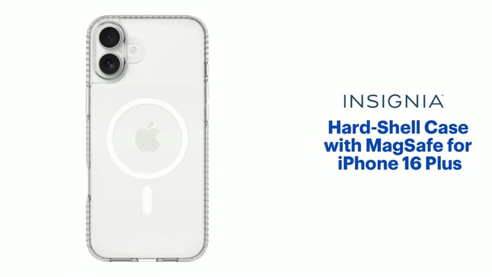 InsigniaT - Hard-Shell Case with MagSafe for iPhone 16 Plus - Clear Product Features video 1 minutes 28 seconds