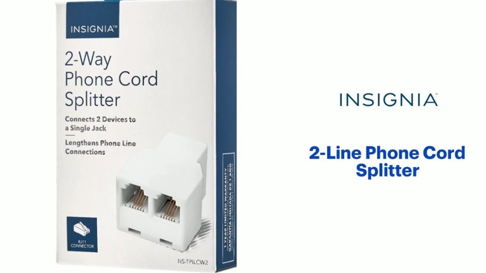 Insignia™ - 2-Line Phone Cord Splitter Features video 0 minutes 45 seconds