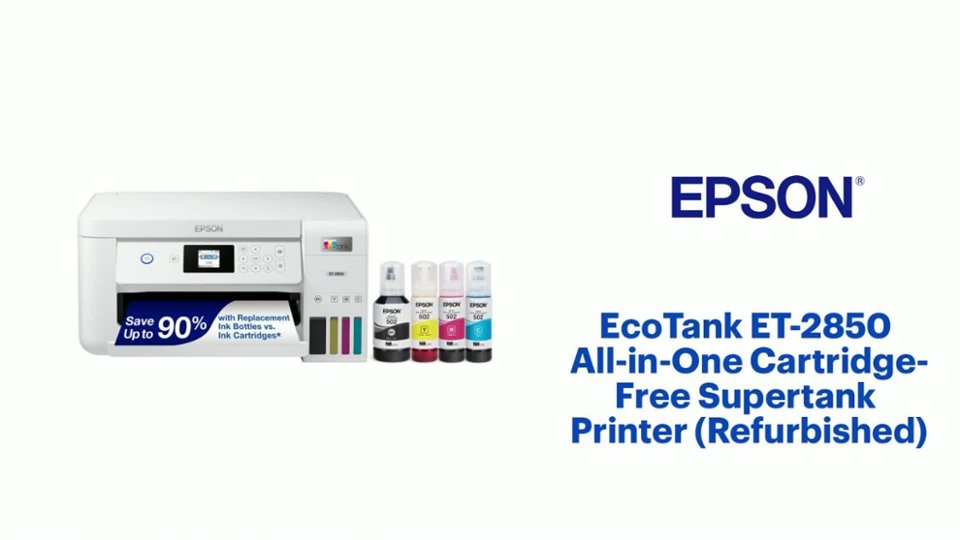 Epson EcoTank ET-2850 All-in-One Cartridge-Free Supertank Printer (Refurbished) Features video 1 minutes 56 seconds