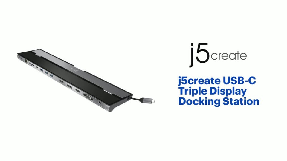 j5create - USB-C Triple Display Docking Station - Black Product Features video 1 minutes 14 seconds