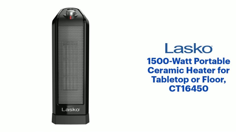 1500-Watt Portable Ceramic Heater for Tabletop or Floor Features video 1 minutes 19 seconds