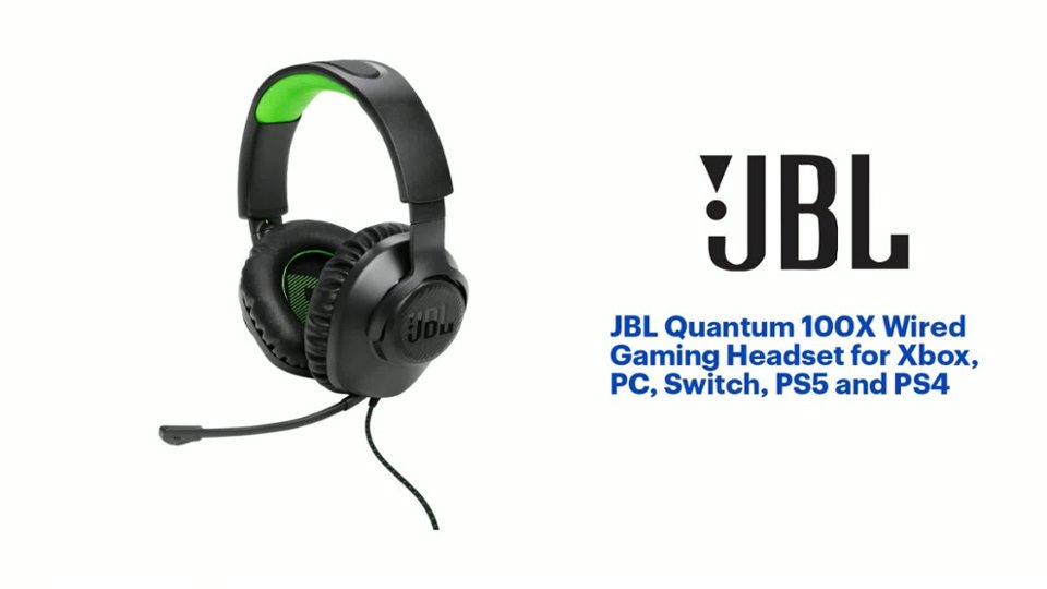 JBL - Quantum 100X Wired Gaming Headset for Xbox, PC, Switch, PS5 and PS4 - Black Product Features video 1 minutes 00 seconds