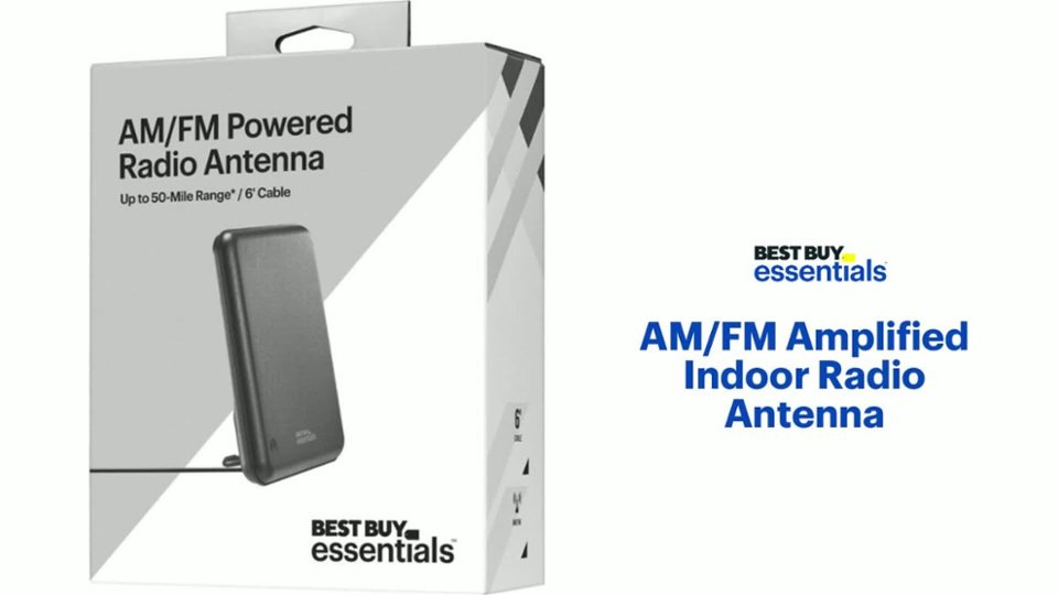 Best Buy essentials™ - AM/FM Amplified Indoor Radio Antenna Features video 1 minutes 11 seconds