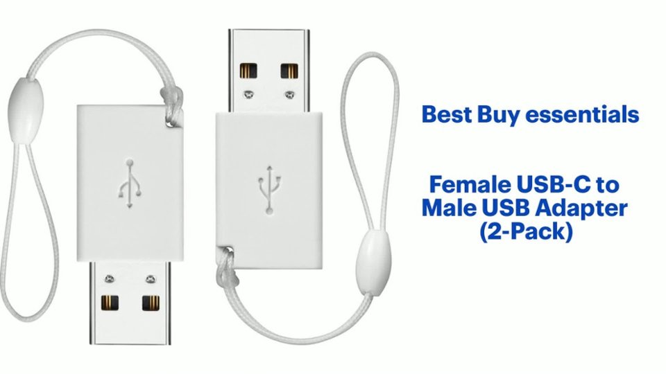 Best Buy essentials™ - Female USB-C to Male USB Adapter (2-Pack) Features video 1 minutes 08 seconds