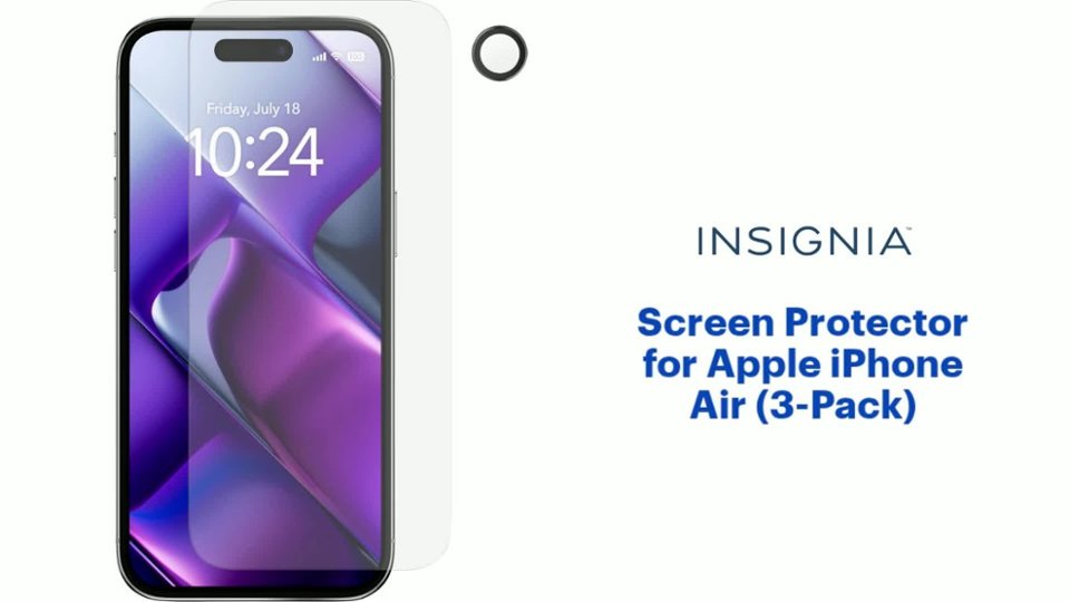Insignia™ - Glass Screen Protector with Lens Protection for Apple iPhone Air (3-Pack) Features video 1 minutes 34 seconds