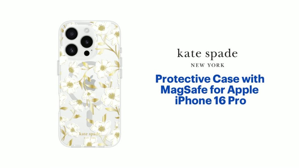 kate spade new york - Protective Case with MagSafe for Apple iPhone 16 Pro - Sunshine Floral Product Features video 0 minutes 44 seconds