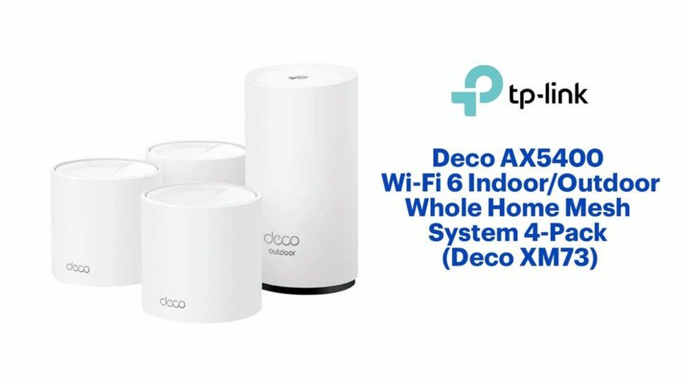 TP-Link Deco AX5400 Wi-Fi 6 Indoor/Outdoor Whole Home Mesh System 4-Pack (Deco XM73) - White Product Features video 0 minutes 59 seconds