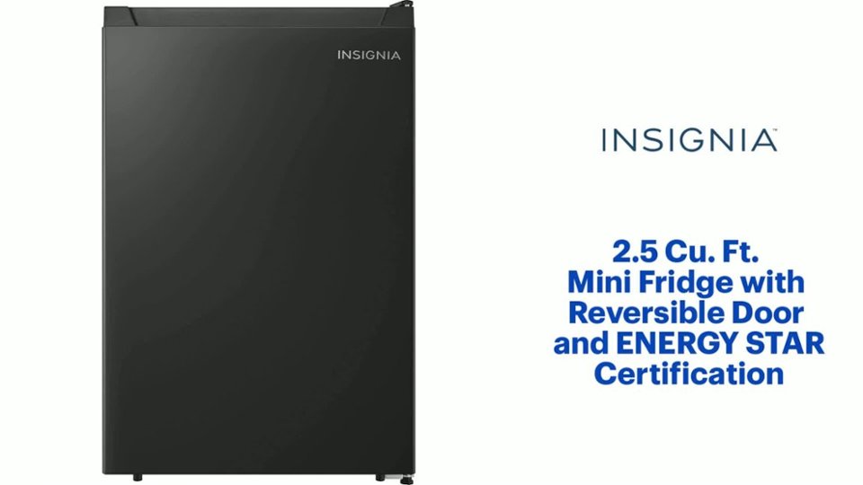 Insignia™ 2.5 Cu. Ft. Mini Fridge with Reversible Door and ENERGY STAR Certification Features video 1 minutes 23 seconds