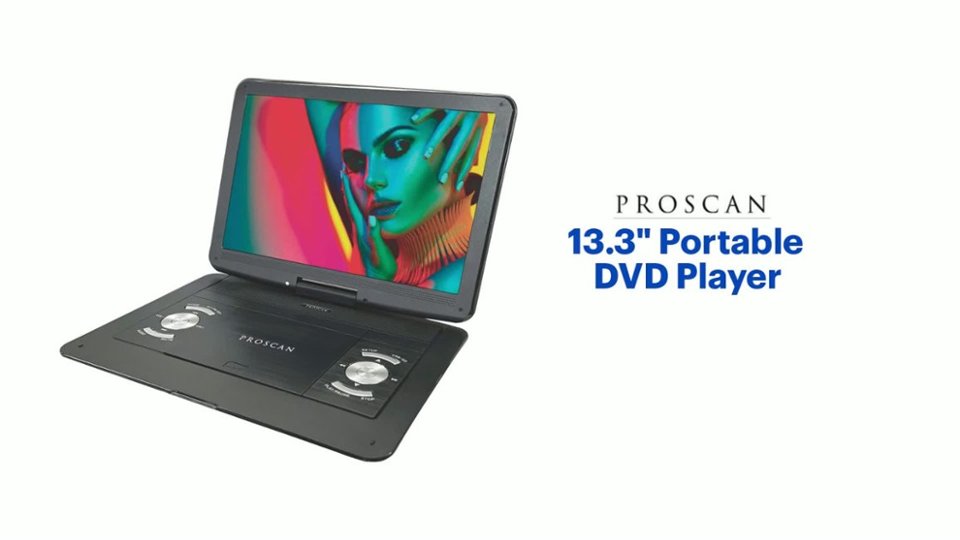 Proscan - 13.3" Portable DVD Player - Black Product Features video 0 minutes 50 seconds