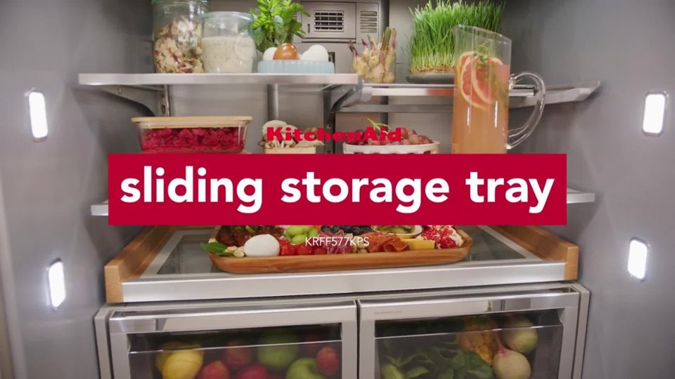KitchenAid - KRFC704F Sliding Storage Tray Product Demo video 0 minutes 22 seconds