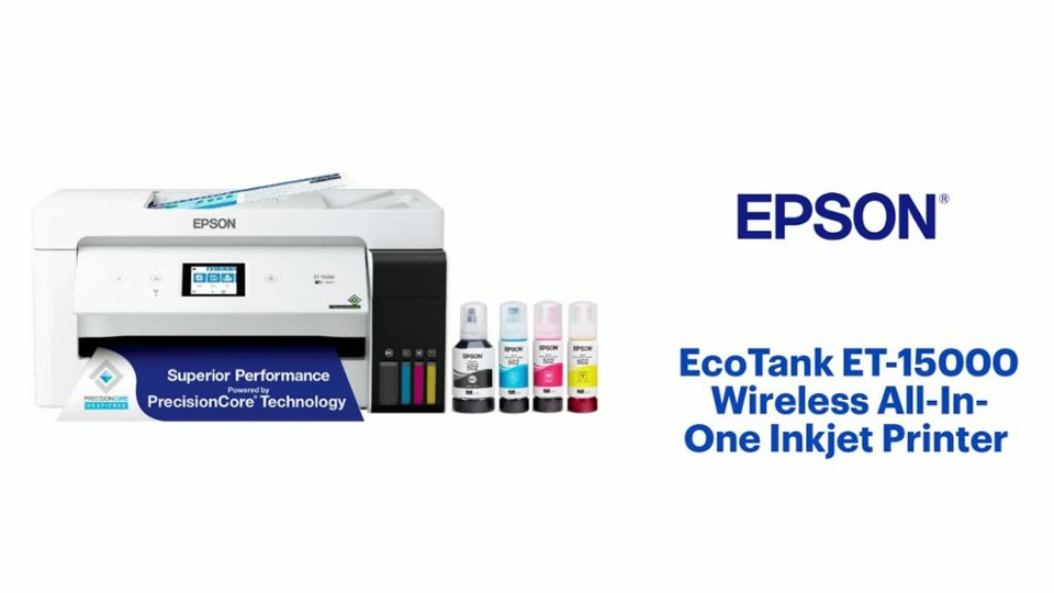 Epson EcoTank ET-15000 Wireless All-In-One Inkjet Printer Features video 1 minutes 29 seconds