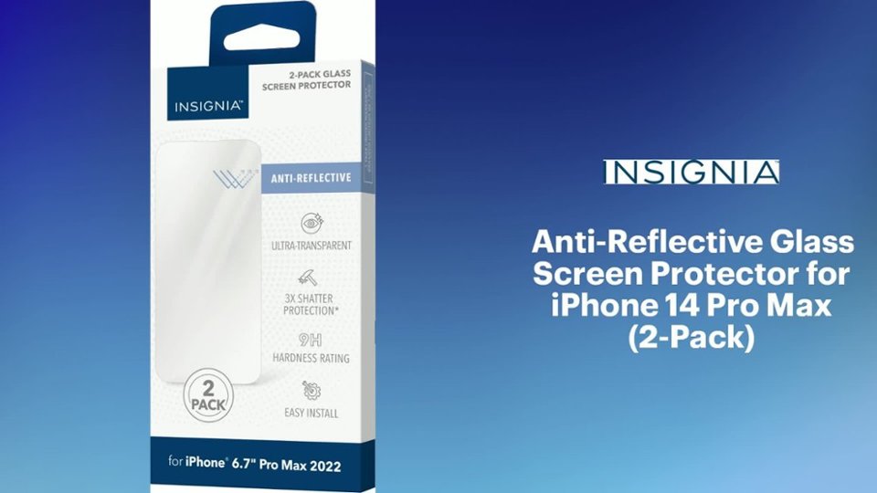 Insignia™ - Anti-Reflective Glass Screen Protector for iPhone 14 Pro Max (2-Pack) Features video 1 minutes 25 seconds