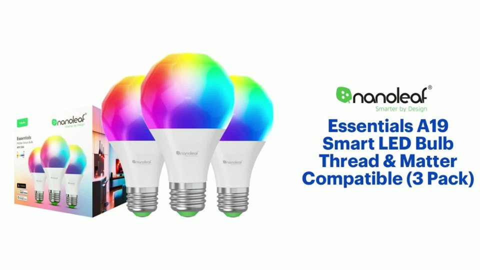 Nanoleaf Essentials A19 Smart LED Bulb Thread & Matter Compatible (3 Pack) Features video 2 minutes 04 seconds
