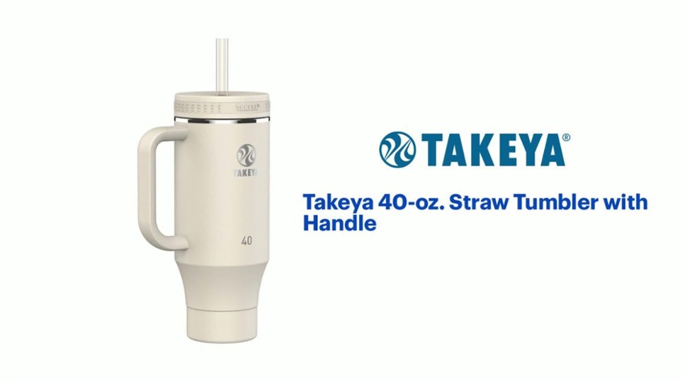 Takeya - 40-oz. Straw Tumbler with Handle - Oatmilk Product Features video 1 minutes 16 seconds