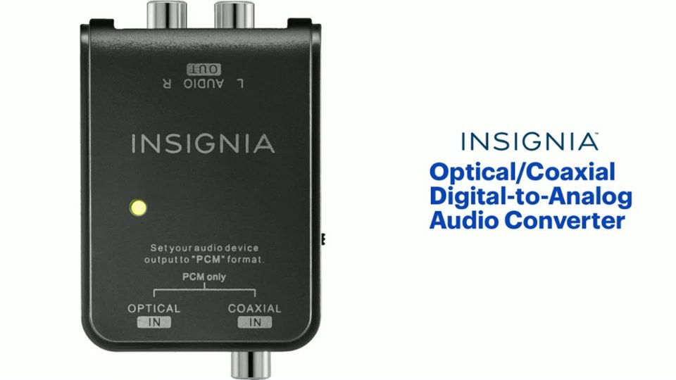 Insignia™ Optical/Coaxial Digital-to-Analog Audio Converter Features video 0 minutes 43 seconds