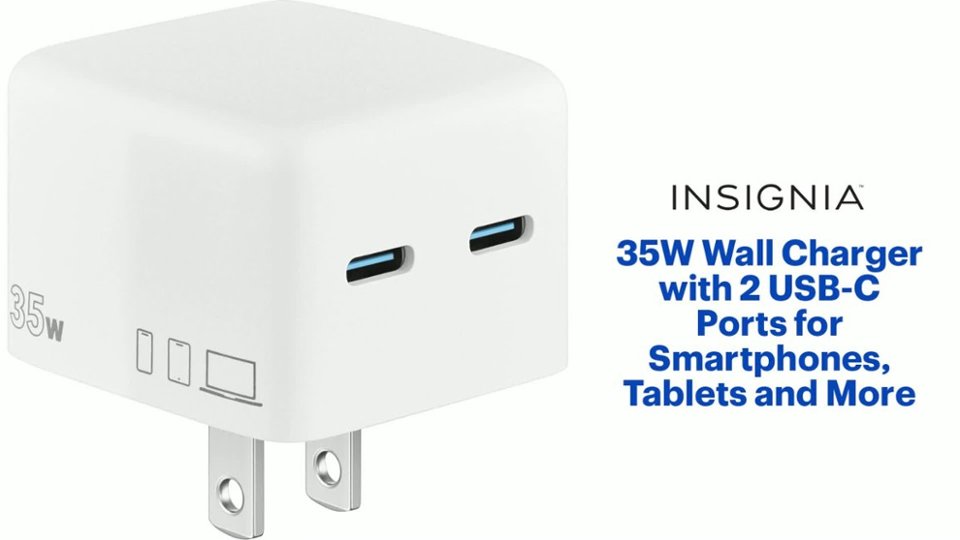 Insignia™ 35W Dual USB-C Port Wall Charger Features video 0 minutes 56 seconds