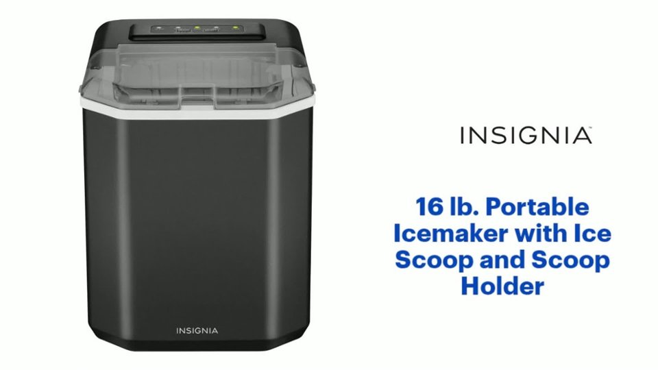 Insignia™ - 16 lb. Portable Icemaker with Ice Scoop and Scoop Holder Features video 1 minutes 34 seconds