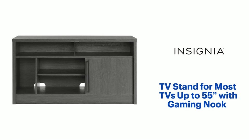 TV Stand for Most TVs Up to 55” with Gaming Nook Product Features video 1 minutes 08 seconds