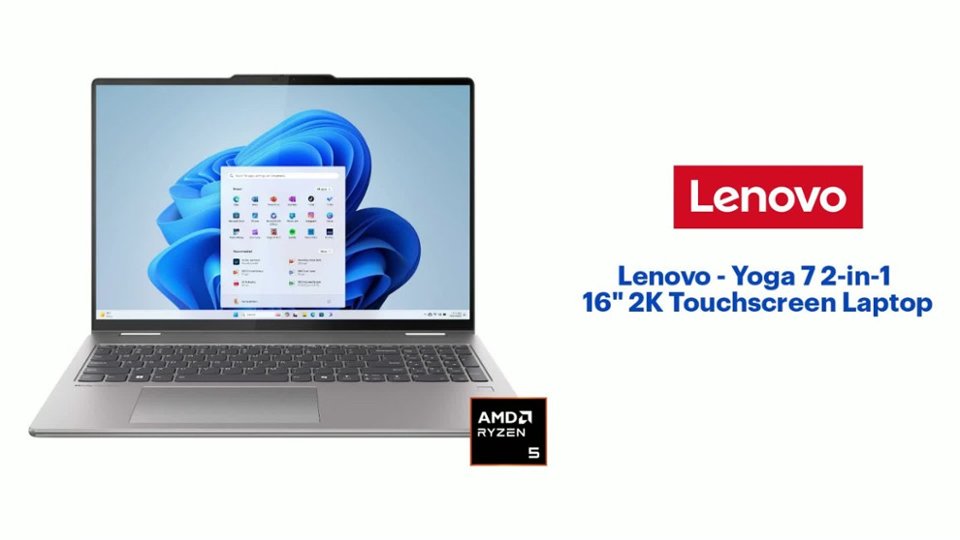 Lenovo Yoga 7 2-in-1 16" 2K Touchscreen Laptop video 1 minutes 16 seconds