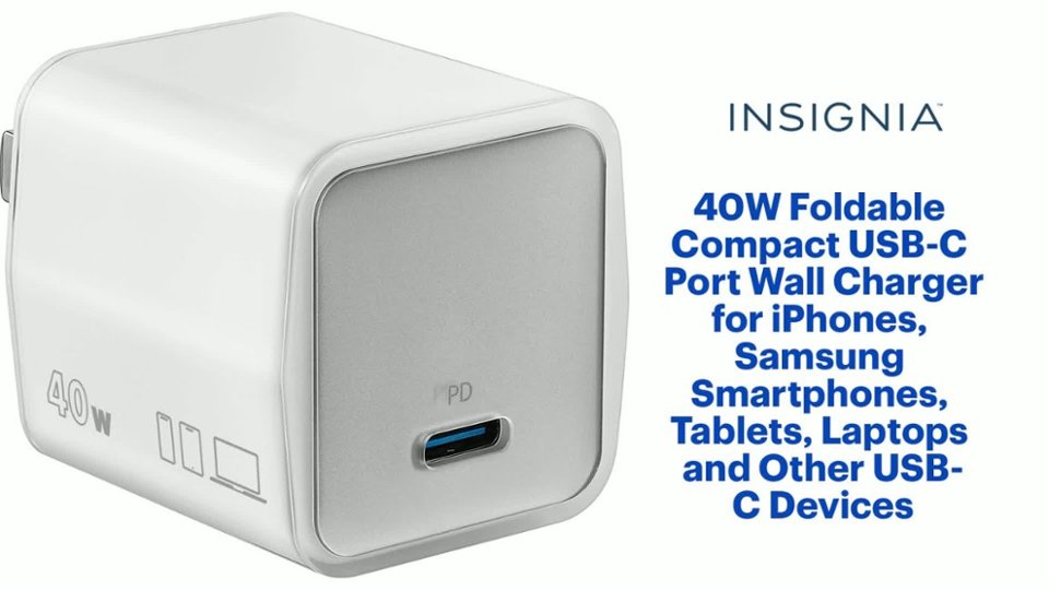 Insignia™ 40W Foldable Compact USB-C Port Wall Charger Features video 0 minutes 42 seconds
