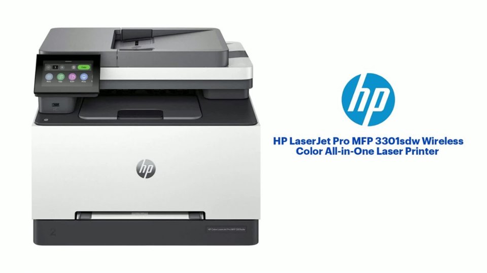 HP LaserJet Pro MFP 3301sdw Wireless Color All-in-One Laser Printer Features video 1 minutes 25 seconds