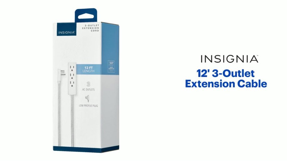Insignia™ - 12' 3-Outlet Extension Cable Features video 0 minutes 57 seconds
