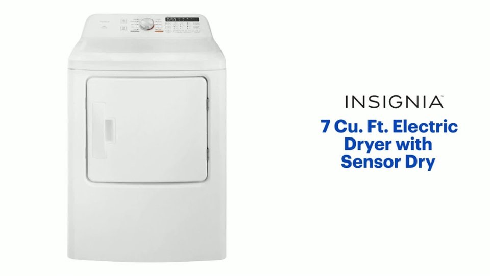 Insignia™ 7 Cu. Ft. Electric Dryer with Sensor Dry Features video 2 minutes 10 seconds