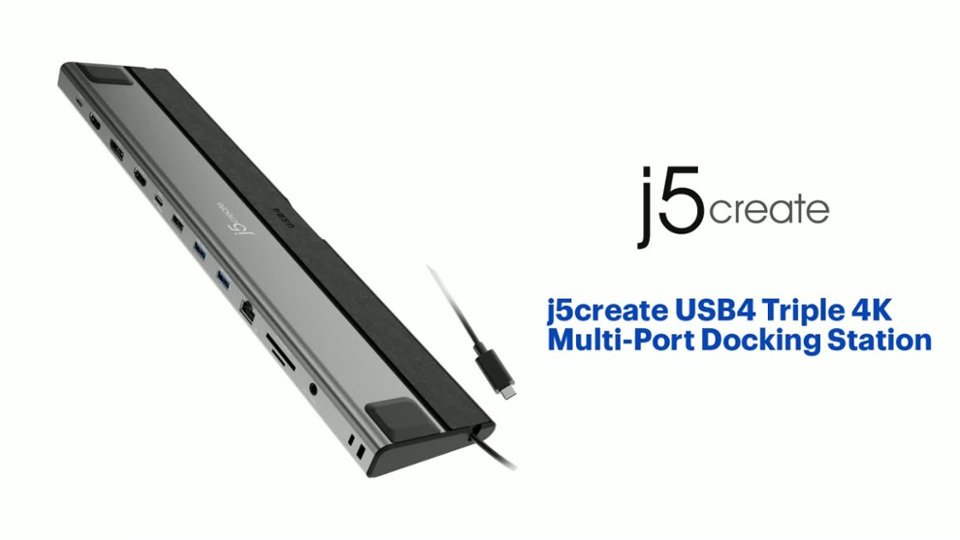 j5create - USB4 Triple 4K Multi-Port Docking Station - Space Gray & Black Product Features video 1 minutes 15 seconds