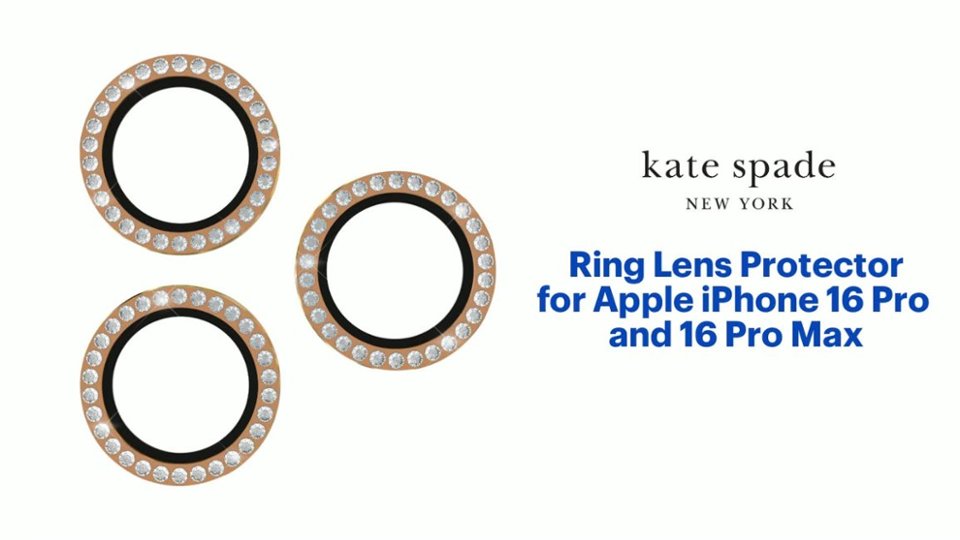kate spade new york - Aluminum Ring Lens Protector for Apple iPhone 16 Pro and 16 Pro Max - Set in Stone Gold Product Features video 0 minutes 45 seconds
