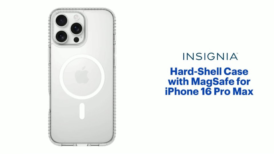 InsigniaT - Hard-Shell Case with MagSafe for iPhone 16 Pro Max - Clear Product Features video 1 minutes 35 seconds