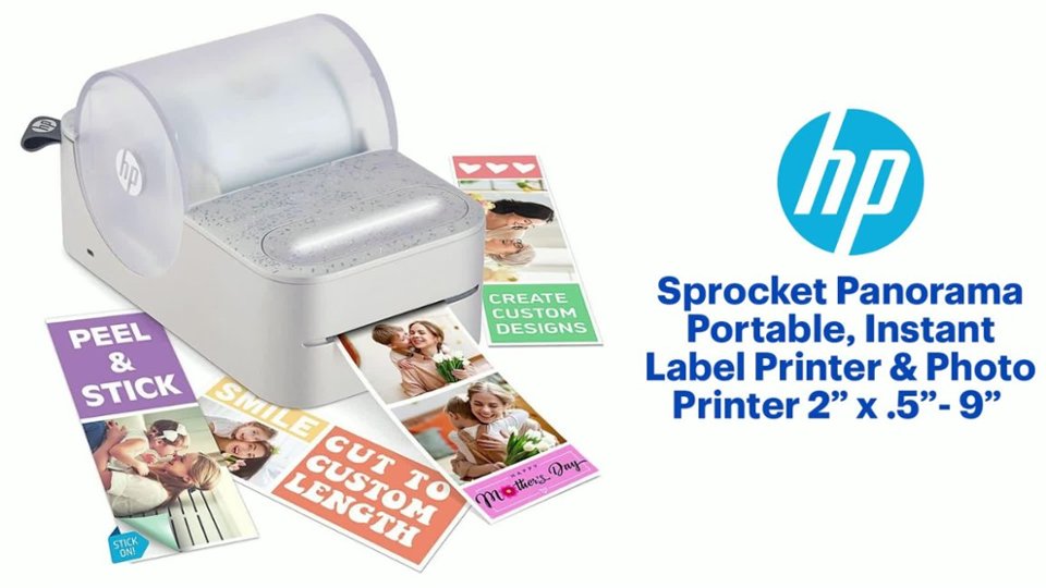 HP HP Sprocket Panorama Portable, Instant Label Printer & Photo Printer 2” x .5”- 9” Features video 0 minutes 53 seconds