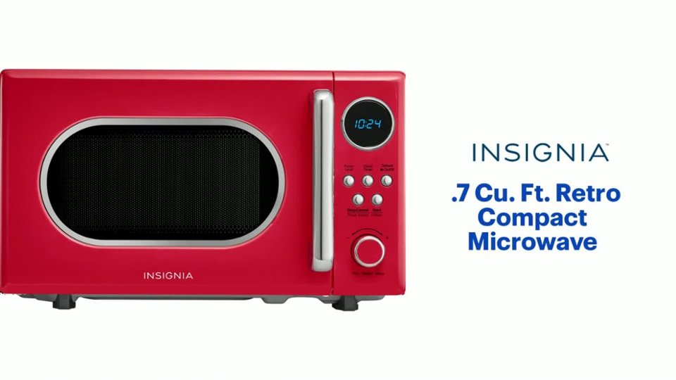 Insignia™ - .7 Cu. Ft. Retro Compact Microwave Features video 1 minutes 45 seconds