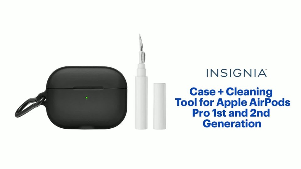 Insignia™ - Case + Cleaning Tool for Apple AirPods Pro 1st and 2nd Generation Features video 1 minutes 00 seconds