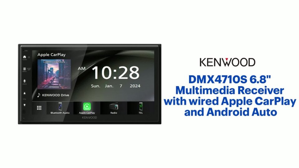 Kenwood - DMX4710S 6.8" Multimedia Receiver with wired Apple CarPlay and Android Auto - Black Product Features video 1 minutes 02 seconds