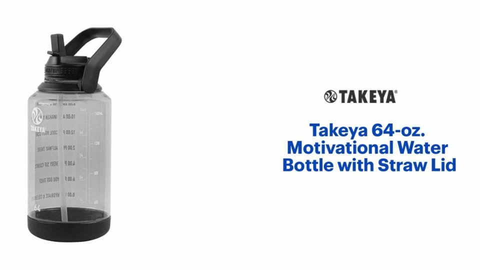 Takeya Tritan 64-oz. Motivational Water Bottle with Straw Lid Features video 0 minutes 51 seconds