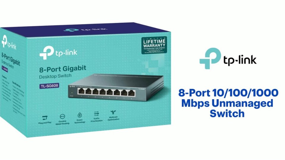 TP-Link - 8-Port 10/100/1000 Mbps Unmanaged Switch - Black Product Features video 1 minutes 02 seconds