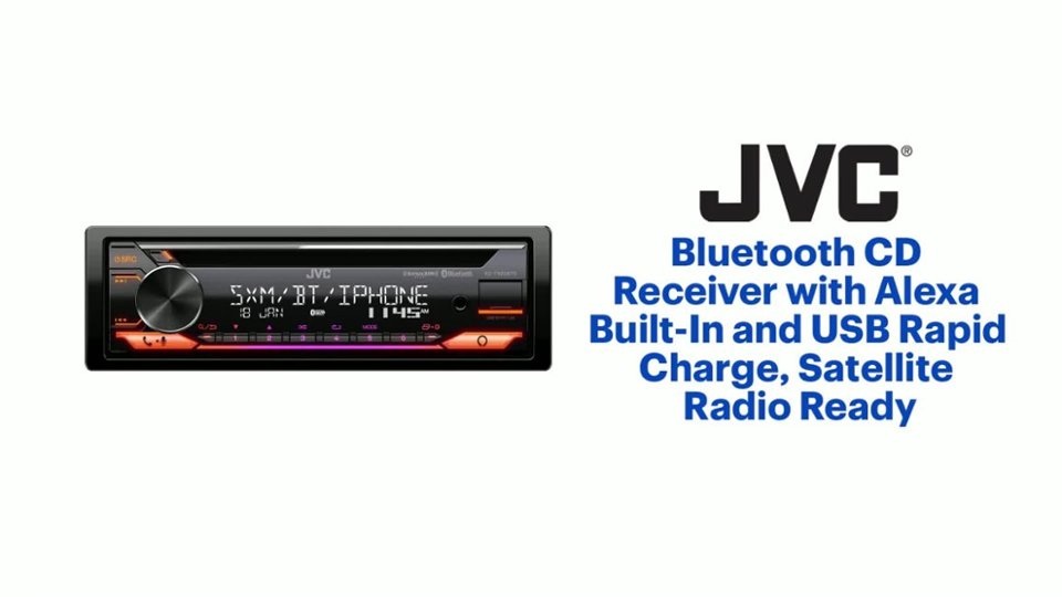 JVC - Bluetooth CD Receiver with Alexa Built-In and USB Rapid Charge, Satellite Rado Ready - Black Product Features video 0 minutes 55 seconds