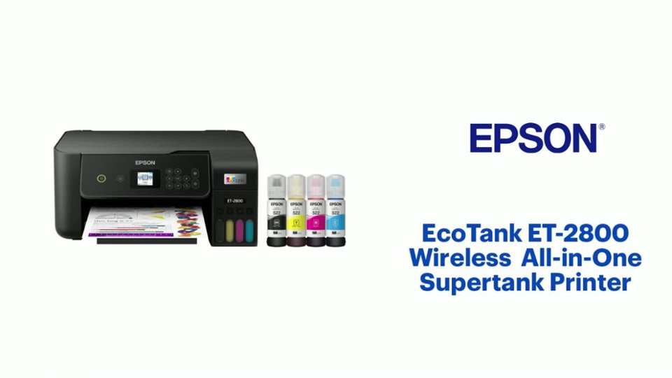 Epson EcoTank ET-2800 Wireless Color All-in-One Inkjet Cartridge-Free Supertank Printer Features video 1 minutes 56 seconds