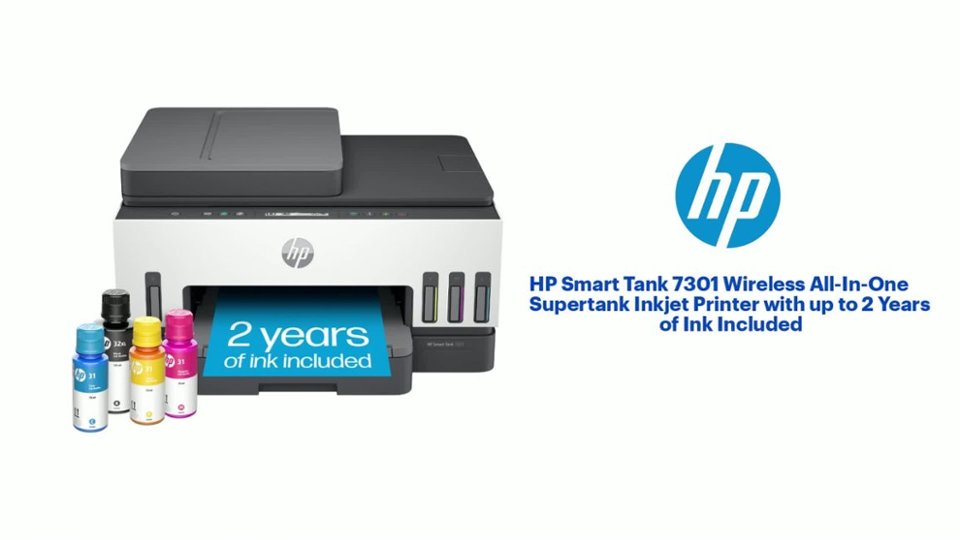 HP Smart Tank 7301 Wireless All-In-One Supertank Inkjet Printer Features video 1 minutes 49 seconds
