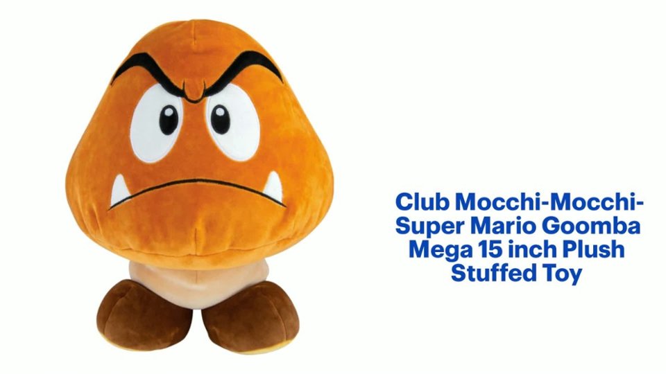 TOMY Club Mocchi Mocchi - Super Mario Goomba 15" Mega Plush Features video 0 minutes 41 seconds