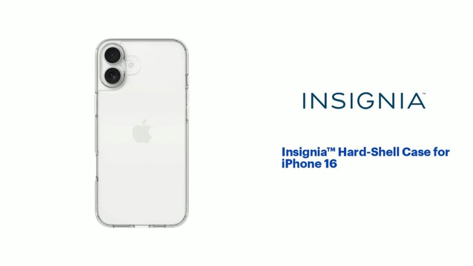 Insignia - Hard-Shell Case for iPhone 16 - Clear Product Features video 1 minutes 31 seconds