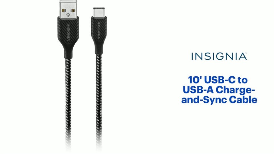 Insignia™ - 10' USB-A to USB-CA Charge-and-Sync Cable Features video 1 minutes 00 seconds