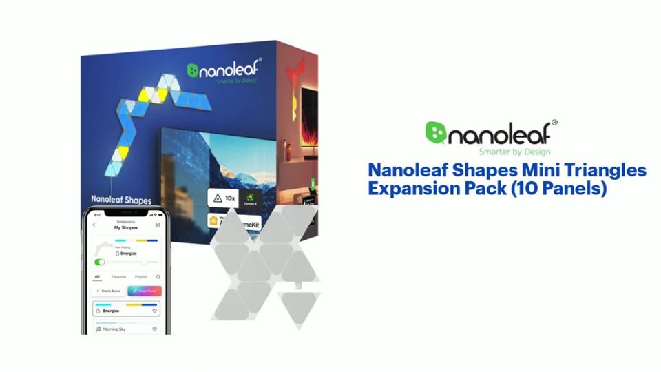 Nanoleaf Shapes Mini Triangles Expansion Pack (10 Panels) Features video 1 minutes 18 seconds