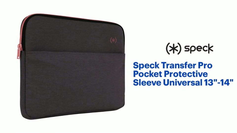 Speck - Transfer Pro Pocket Protective Sleeve Universal 13"-14" for MacBook computers, laptops and tablets - Cloudy Grey/Rose Gold Product Features video 0 minutes 52 seconds